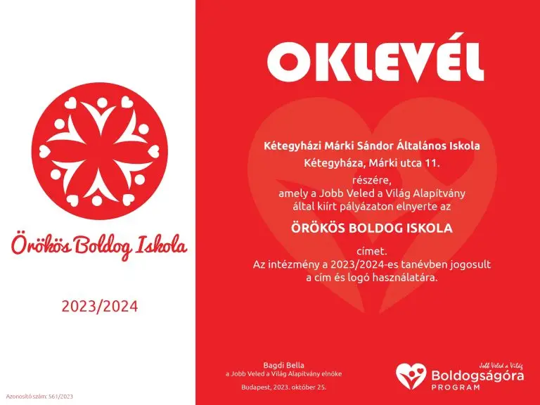 Örökös Boldog Iskola vagyunk
